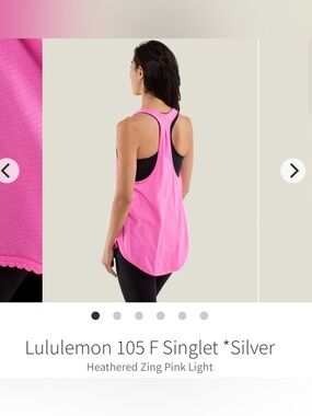 Lululemon 105 F Singlet *Silver Size 12